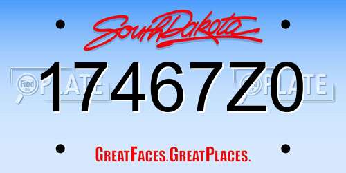 17467Z0 South Dakota License Plate
