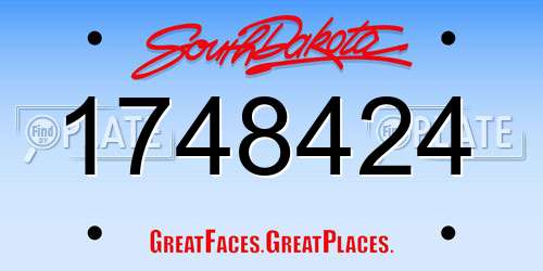 1748424 South Dakota License Plate