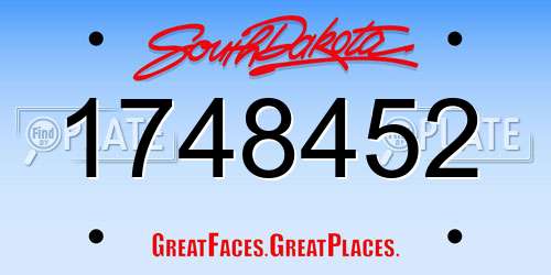 1748452 South Dakota License Plate