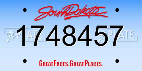 1748457 South Dakota License Plate