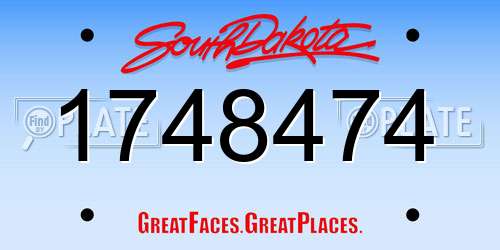 1748474 South Dakota License Plate