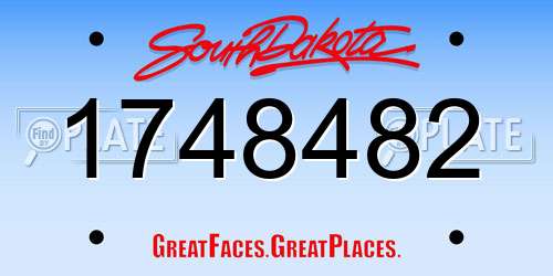 1748482 South Dakota License Plate