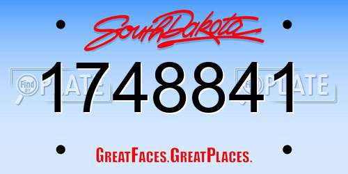 1748841 South Dakota License Plate