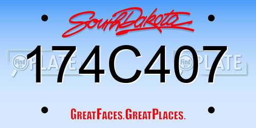 174C407 South Dakota License Plate