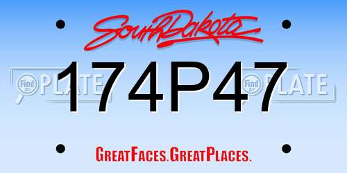 174P47 South Dakota License Plate