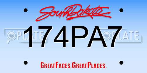 174PA7 South Dakota License Plate