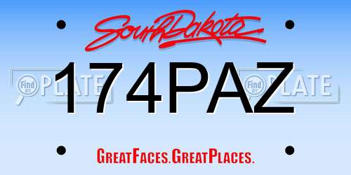 174PAZ South Dakota License Plate