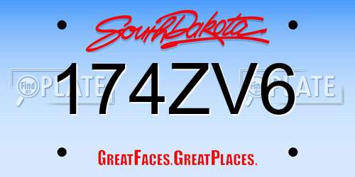 174ZV6 South Dakota License Plate