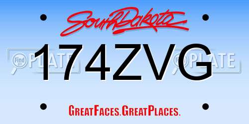 174ZVG South Dakota License Plate