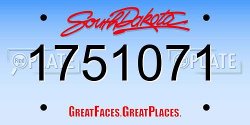 1751071 South Dakota License Plate