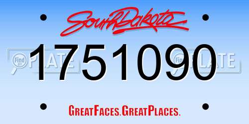 1751090 South Dakota License Plate