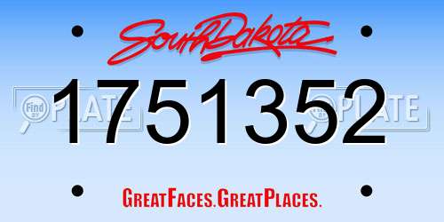 1751352 South Dakota License Plate