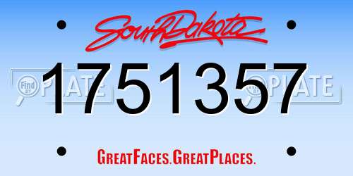 1751357 South Dakota License Plate