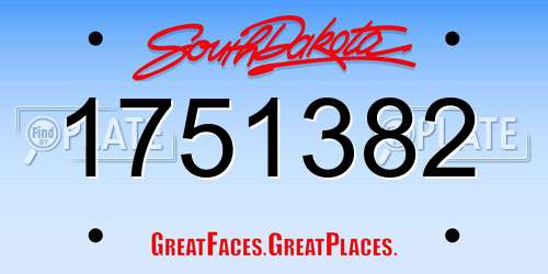 1751382 South Dakota License Plate