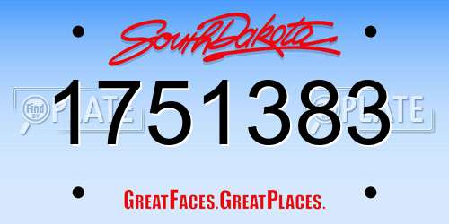 1751383 South Dakota License Plate