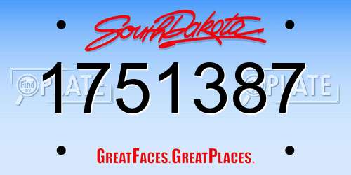 1751387 South Dakota License Plate