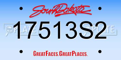17513S2 South Dakota License Plate
