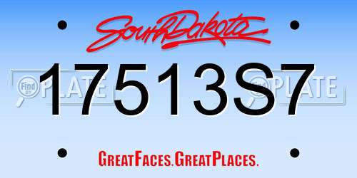 17513S7 South Dakota License Plate