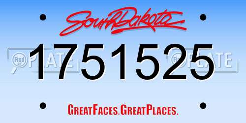 1751525 South Dakota License Plate