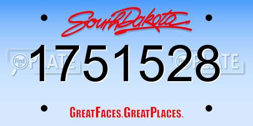 1751528 South Dakota License Plate