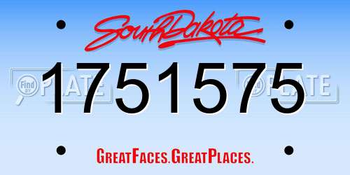 1751575 South Dakota License Plate