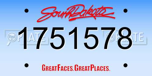 1751578 South Dakota License Plate