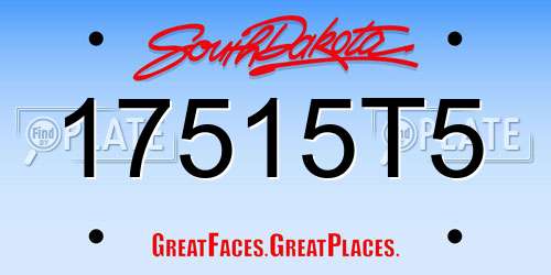 17515T5 South Dakota License Plate