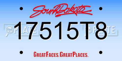 17515T8 South Dakota License Plate