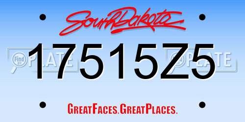 17515Z5 South Dakota License Plate
