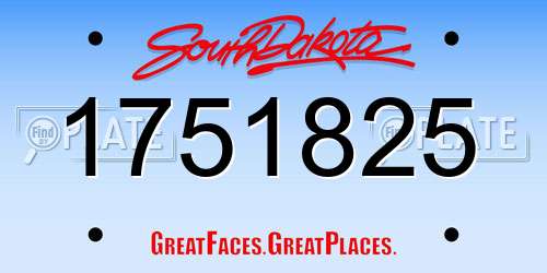 1751825 South Dakota License Plate
