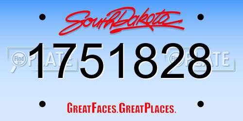 1751828 South Dakota License Plate