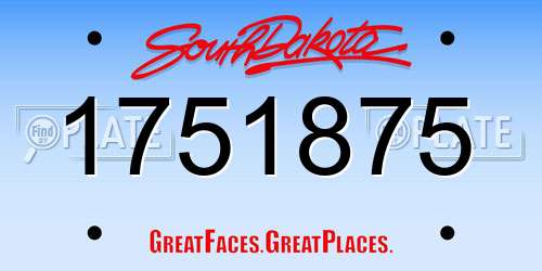 1751875 South Dakota License Plate