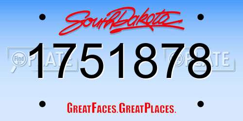1751878 South Dakota License Plate