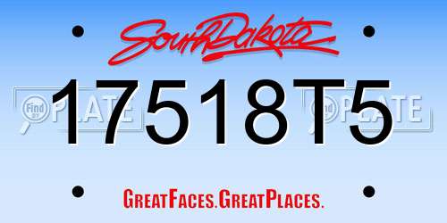 17518T5 South Dakota License Plate