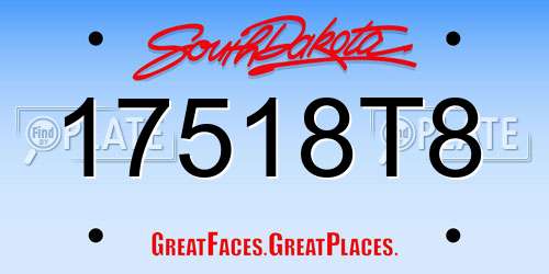 17518T8 South Dakota License Plate