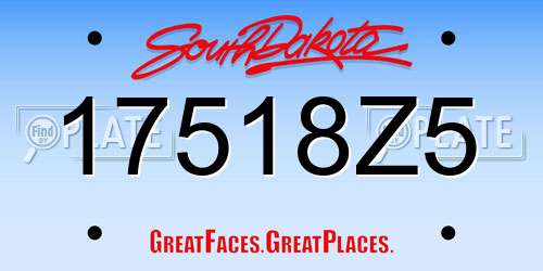 17518Z5 South Dakota License Plate
