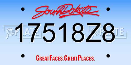 17518Z8 South Dakota License Plate