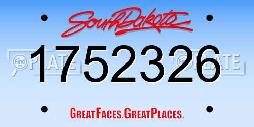 1752326 South Dakota License Plate