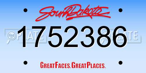 1752386 South Dakota License Plate