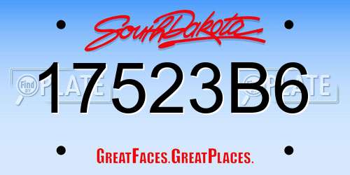 17523B6 South Dakota License Plate