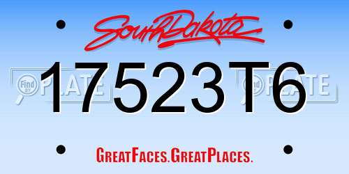 17523T6 South Dakota License Plate