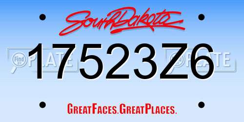 17523Z6 South Dakota License Plate