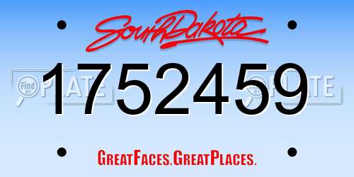 1752459 South Dakota License Plate