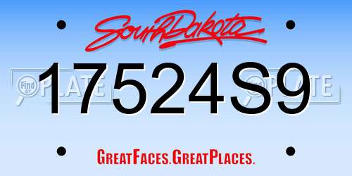 17524S9 South Dakota License Plate