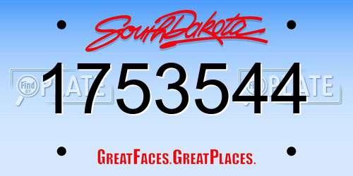 1753544 South Dakota License Plate