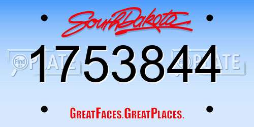 1753844 South Dakota License Plate