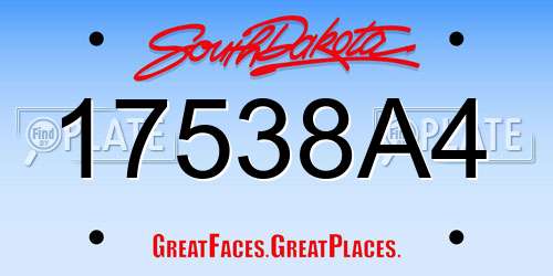 17538A4 South Dakota License Plate