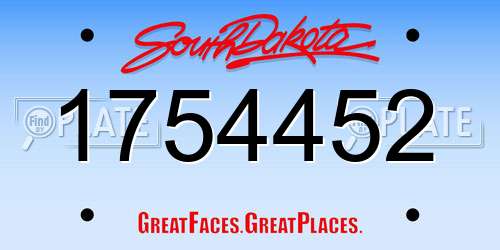 1754452 South Dakota License Plate