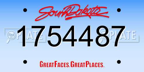 1754487 South Dakota License Plate