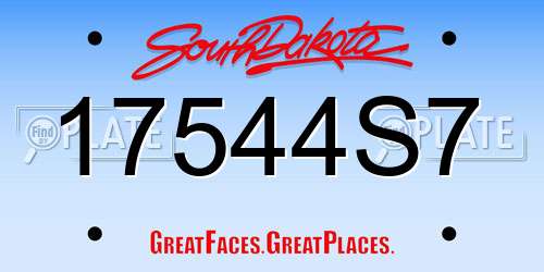 17544S7 South Dakota License Plate